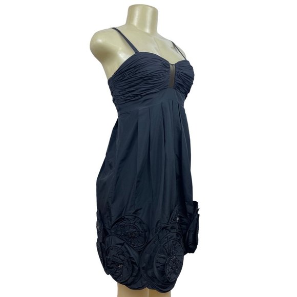 BCBG Max Azria Women’s Black Beaded Sequin Flower Cocktail Dress Sz O - Picture 7 of 14